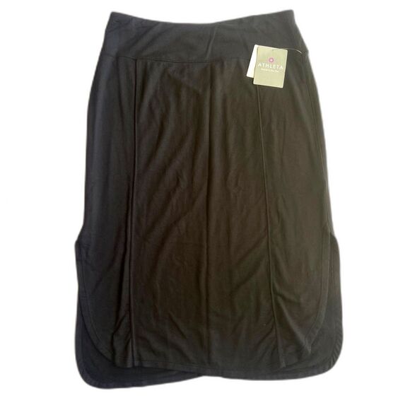 *NWT* Athleta Black Coaster Skirt Pull On side slit soft breathable size L - Picture 1 of 6